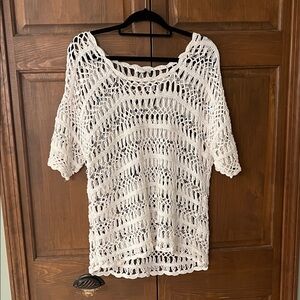 Roz & Ali White Crochet Swim Cover-Up